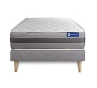 Ensemble matelas ACTILATEX RELAX Latex et memoire de forme 90x190 cm Maxi epaisseur 5zones de confort + sommier KIT gris