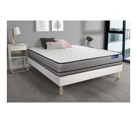 Ensemble matelas ACTIMEMO 140x190cm 2 faces a MÉMOIRE DE FORME 3zones de confort + sommier KIT blanc