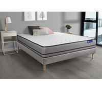 Ensemble matelas ACTIMEMO 140x190cm 2 faces a MÉMOIRE DE FORME 3zones de confort + sommier KIT gris