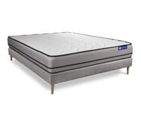 Ensemble matelas ACTIMEMO 200x200cm 2 faces a MÉMOIRE DE FORME 3zones de confort + sommier KIT gris