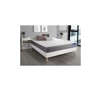 Ensemble matelas ACTIMEMO DREAM memoire de forme 200x200 cm 5zones de confort + sommier KIT blanc