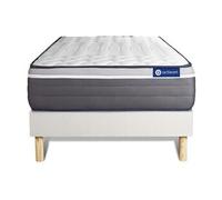 Ensemble matelas ACTIMEMO PLUS 120x190 Memoire de forme Maxi epaisseur 7zones de confort + sommier KIT blanc