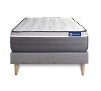 Ensemble matelas ACTIMEMO PLUS 120x190 Memoire de forme Maxi epaisseur 7zones de confort + sommier KIT gris