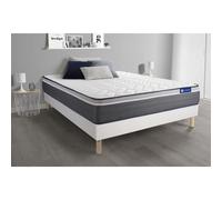 Ensemble matelas ACTIMEMO PLUS 140x190 Memoire de forme Maxi epaisseur 7zones de confort + sommier KIT blanc