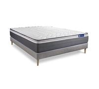 Ensemble matelas ACTIMEMO PLUS 140x200 Memoire de forme Maxi epaisseur 7zones de confort + sommier KIT gris