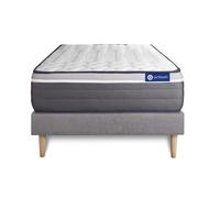 Ensemble matelas ACTIMEMO PLUS 90x190 Memoire de forme Maxi epaisseur 7zones de confort + sommier KIT gris