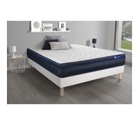 Ensemble matelas ACTIMEMO TECH 140x190 Memoire de forme Maxi epaisseur 5zones de confort + sommier KIT blanc