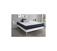 Ensemble matelas ACTIMEMO TECH 160x200 Memoire de forme Maxi epaisseur 5zones de confort + sommier KIT blanc