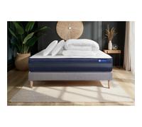 Pack prêt a dormir matelas ACTIFLEX TECH 140x190 Memoire de forme Maxi epaisseur + sommier KIT gris + 2 oreillers + couette