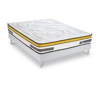 Ensemble Matelas Aubertin Ressorts ensachés Accueil mémoire et sommier kit bois blanc - 180 x 200 cm G
