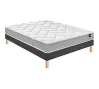 Ensemble matelas primo, sommier Vigoroso gris fumé et pieds Back To Basics 160x200