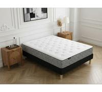 Ensemble matelas CAPUCINE 30 cm 672 ressorts ensachés 7 zones + sommier tapissier 140x190 BOBOCHIC 140x190