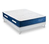 Ensemble Matelas Dolce Vita Ressorts ensachés Accueil mémoire 28cm et Sommier Bois Blanc 140x200cm G