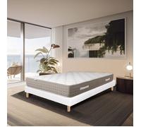 Ensemble matelas Dreamlux, 26 cm ressorts ensachés mémoire de forme ferme réversible+sommier blanc ep 13cm