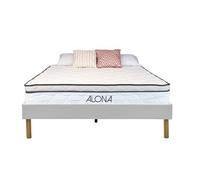 Ensemble Matelas et Sommier 120x190 Hauteur 25,5 cm Accueil Moelleux Soutien Equilibre 5 Zones de Confort Gris Alona Ressorts Mémoire de Forme 80