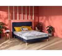 Ensemble matelas et sommier 90 x 200 cm chine bleu nuit - Merinos Happy Lit