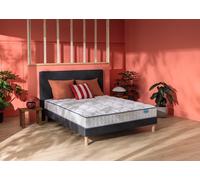 Ensemble matelas et sommier 90 x 200 cm chine gris anthracite - Merinos Morning Routine