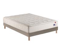 Ensemble Matelas Sommier 160 x 200 Beau Dormir 1620, Sommier ferme Taupe + Pieds