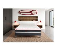 Ensemble matelas et sommier - SOMNESS - ENERGY 140x190 - Mémoire de forme & ressorts ensachés - Confort ferme - Noir