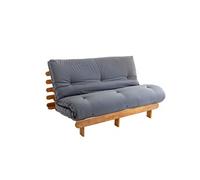 Ensemble matelas futon en coton et structure en bois massif naturel 140x200 Gris