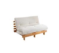 Ensemble matelas futon en coton et structure en bois massif naturel 160x200 Ecru