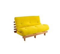 Ensemble matelas futon en coton et structure en bois massif naturel 160x200 Ocre
