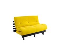 Ensemble matelas futon en coton et structure en bois massif noir 140x200 Ocre