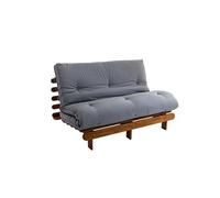 Ensemble matelas futon en coton et structure en bois massif noisette 140x200 Gris