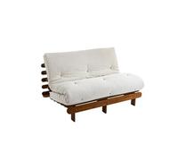 Ensemble matelas futon en coton et structure en bois massif noisette 160x200 Ecru