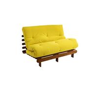 Ensemble matelas futon en coton et structure en bois massif noisette 160x200 Ocre