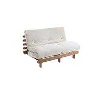 Ensemble matelas futon en coton et structure en bois massif taupe 140x200 Ecru
