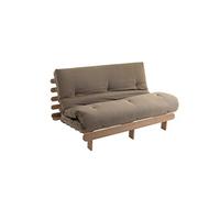 Ensemble matelas futon en coton et structure en bois massif taupe 140x200 Taupe