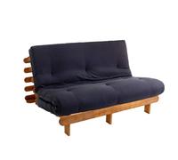 Ensemble matelas futon - TERRE DE NUIT - 140x200 - Coton - Bois massif - Réversible