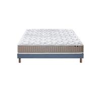 Ensemble Matelas Latex 3 Zones Pure + Sommier 140x190 Sommier Bleu Denim