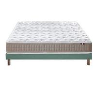 Ensemble Matelas Latex 3 Zones Pure + Sommier 140x190 Sommier Vert Celadon G