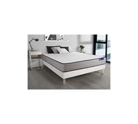 Ensemble matelas Latex et Memoire de forme ACTILATEX FORM 140x200 cm 5zones de confort + sommier KIT blanc