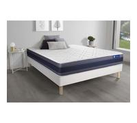Ensemble matelas Latex+Memoire de forme ACTILATEX MORPHO 140x200 Maxi epaisseur 5zones de confort + sommier KIT blanc