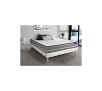 Ensemble matelas Latex + memoire de forme ACTILATEX PUR 200x200cm 3zones de confort + sommier KIT blanc