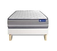 Ensemble matelas Latex + memoire de forme ACTILATEX PUR 90x200cm 3zones de confort + sommier KIT blanc