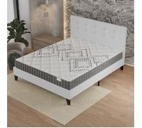 Ensemble 140x190 cm, Lit avec tête de lit + Matelas Ressorts Ensachés, ép.20cm accueil mousse HR
