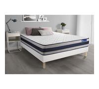 Ensemble matelas Memoire de forme ACTIMEMO ERGO 140x190 cm Maxi epaisseur 5zones de confort + sommier KIT blanc