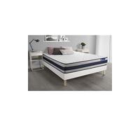 Ensemble matelas Memoire de forme ACTIMEMO ERGO 160x200 cm Maxi epaisseur 5zones de confort + sommier KIT blanc