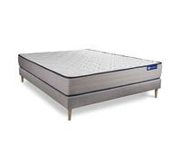 Ensemble matelas Memoire de forme ACTIMEMO FORM 140x190 cm 5zones de confort + sommier KIT gris