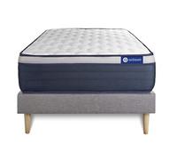 Ensemble matelas Memoire de forme ACTIMEMO MAX 90x190 cm Maxi epaisseur 7zones de confort + sommier KIT gris