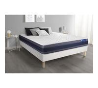 Ensemble matelas Memoire de forme ACTIMEMO MORPHO 200x200 Maxi epaisseur 5zones de confort + sommier KIT blanc