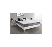 Ensemble matelas Memoire de forme ACTIMEMO ZEN 160x200 Maxi epaisseur 7zones de confort + sommier KIT blanc