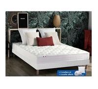 Ensemble matelas mémoire de forme + sommier + oreiller + couette - fabrication 100% française - matelas bi-confort Dimensions - 140 x 190 cm G