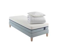 Ensemble matelas mémoire de forme, sommier, pieds, couette et oreiller Songe 600 - SOMEO 120x190 - Blanc - Garantie 7 ans - Someo