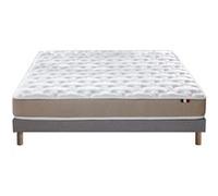 Ensemble Matelas Mousse Accueil Latex 3 Zones Initial bi Confort + Sommier 140x190 Gris Chine G
