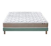 Ensemble Matelas Mousse Accueil Latex 3 Zones Initial bi Confort + sommier 140x190 Vert Celadon